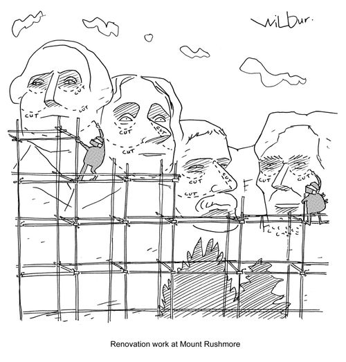 Renovation work at Mount Rushmore.