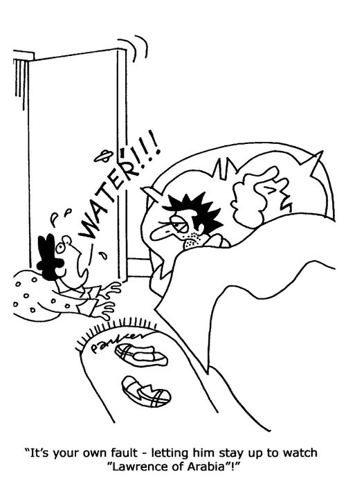 'It's your fault - letting him stay up to watch 'Lawrence of Arabia!'