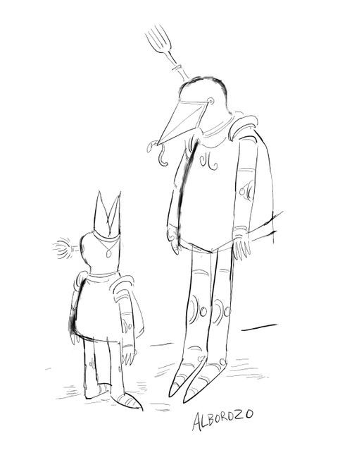 Knight feeding his kids.