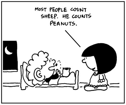 'Most people count sheep. He counts peanuts.'
