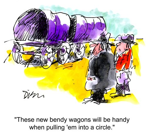 'These new bendy wagons will be handy when pulling em into a circle.'