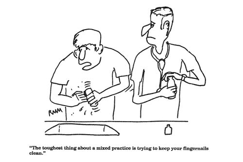 'The toughest thing about a mixed practice is keeping your fingernails clean.'