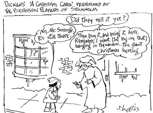 'Dickens' 'A Christmas Carol' performed by the Bjornson Players of Stockholm.;