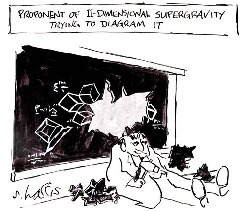 'Proponent of 11-dimensional supergravity trying to diagram it'