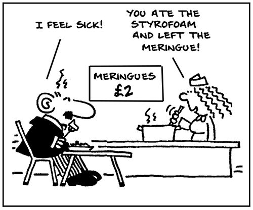 'You ate the styrofoam and left the meringue.'
