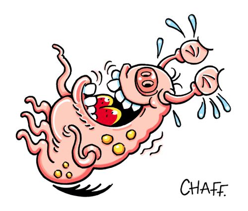 Hysterically laughing monster.