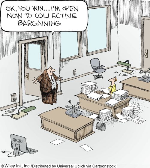 'OK, you win... I'm open now to collective bargaining.'