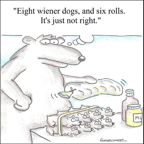 'Eight wiener dogs, and six rolls. It's just not right.'