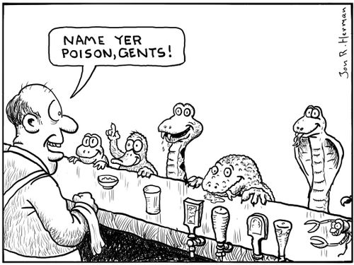 'Name yer poison, gents!'