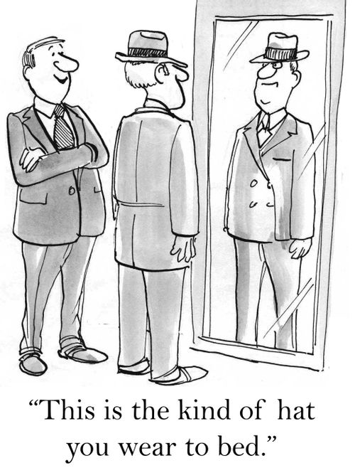 'This is the kind of hat you wear to bed.'