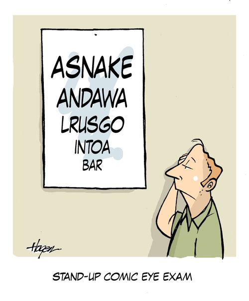 Stand-Up Comic Eye Exam.