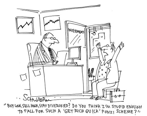 'Buy low, sell high, stay diversified? Do you think I'm stupid enough to fall for such a 'get rich quick' ponzi scheme?'