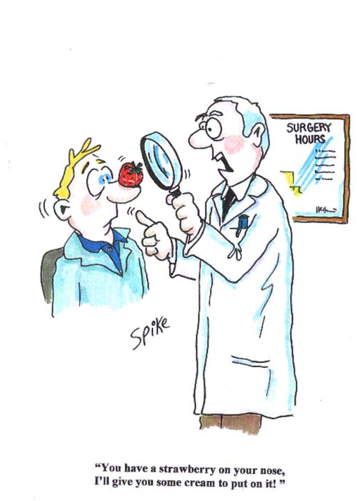'You have a strawberry on your nose, I'll give you some cream to put on it!'