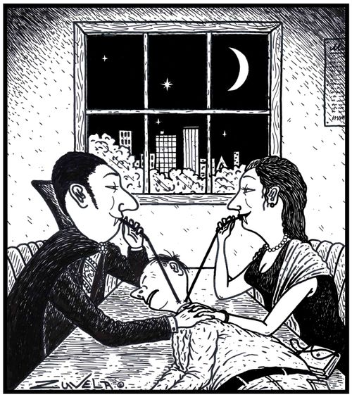 Two Vampire Lovers sharing a drink of Human blood