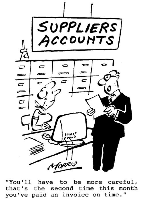 Suppliers Accounts - "You'll have to be more careful, that's the second time this month you've paid an invoice on time."