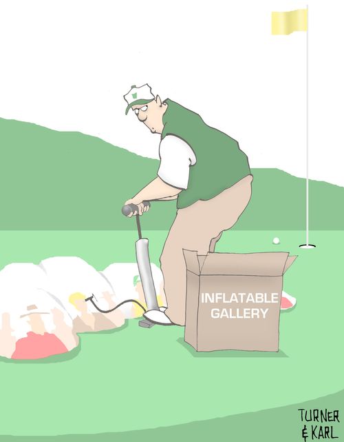 Inflatable gallery (for golf spectators).