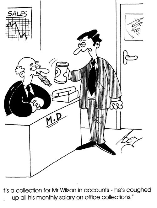 An office collection for an employee penniless from too many office collections