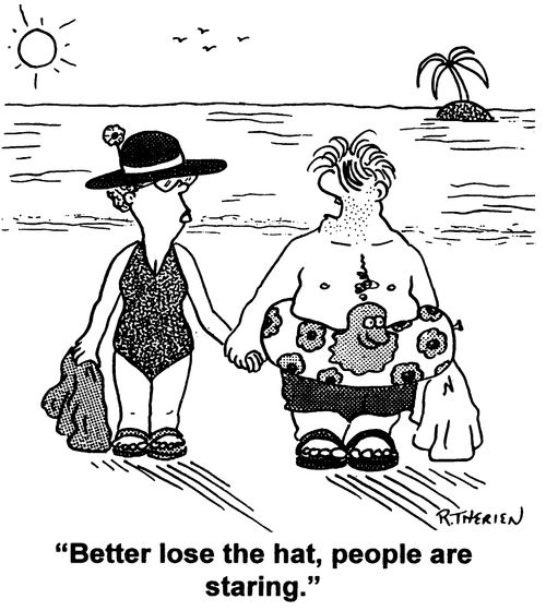 "Better lose the hat people are staring."