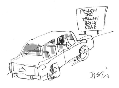 "Follow the yellow brick road"