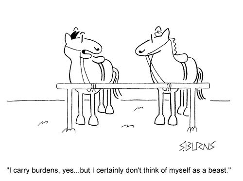 "I carry burdens, yes.....but I certainly don't consider myself a beast."