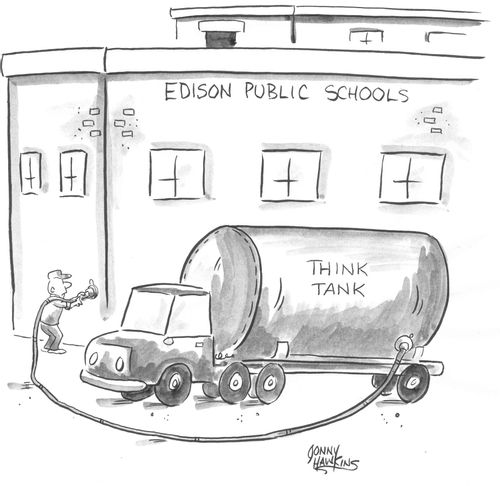 Man filling school with substance from 'Think Tank'.