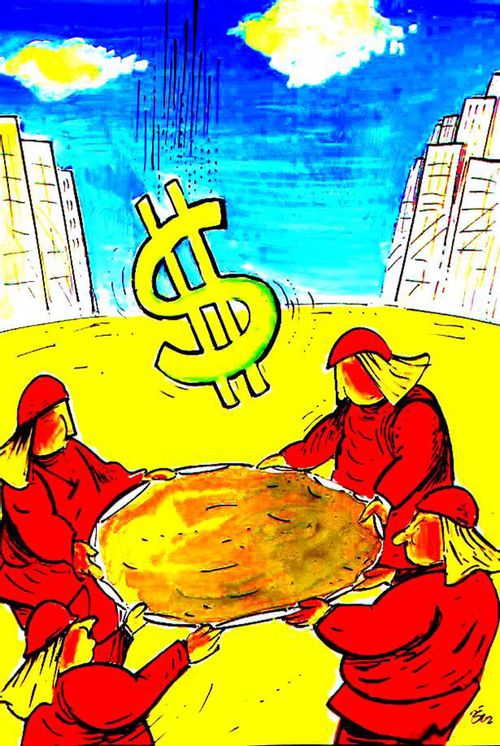 Catching a dollar sign falling from the sky