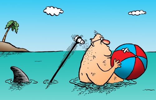 "Shark salting a man before it eats him."