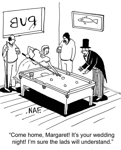 "Come home, Margaret! It's your wedding night! I'm sure the lads will understand."