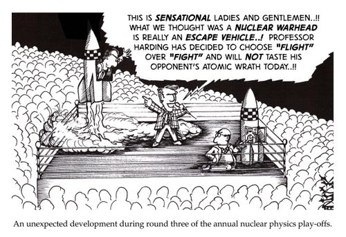 An unexpected development during round three of the annual nuclear physics play-off.