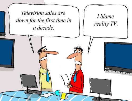 'Television sales are down for the first time in a decade.' 