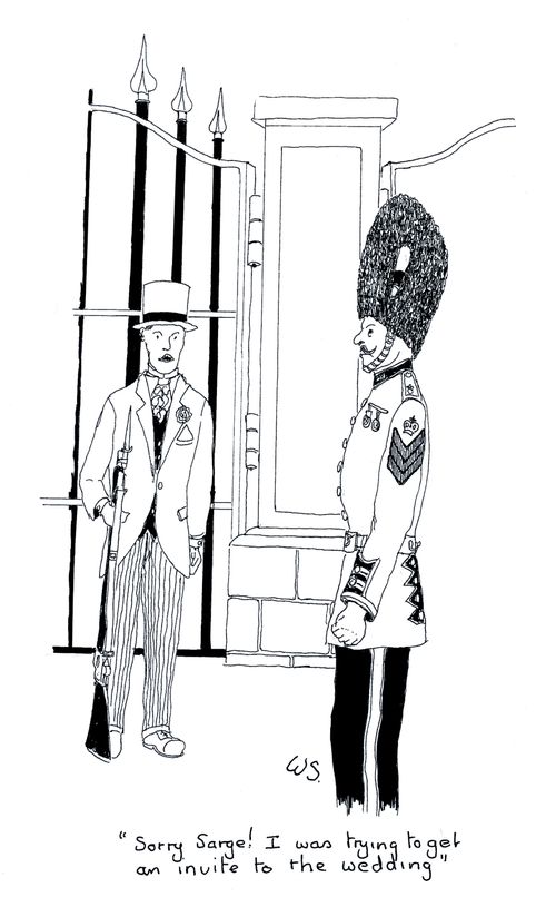'Sorry, sarge! I was trying to get an invite to the wedding!'
