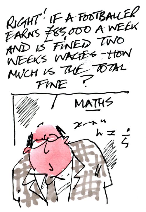 'If a footballer earns ?85,000 a week and is fined two weeks wages how much is the fine?'