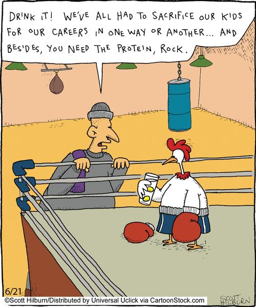 Drink it! We've all had to sacrifice our kids for our careers in one way or another... And besides, you need the protein, Rock.