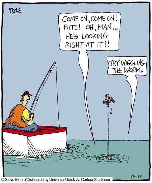 'Come on, come on! Bite! Oh, man... He's looking right at it!!'