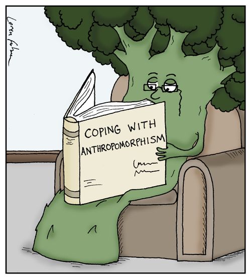 Broccoli reading: 'Coping with Anthropomorphism'.