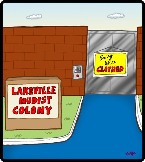 Lakeville Nudist Colony: Sorry we're clothed.