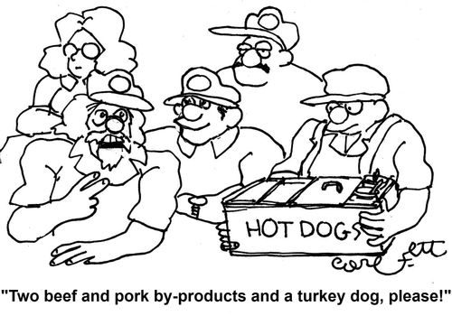 'Two beef and pork by-products and a turkey dog, please!'