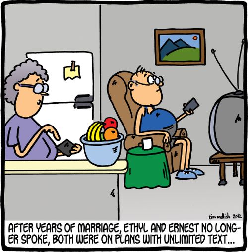 After years of marriage, Ethyl and Ernest no longer spoke, both were on plans with unlimited text...