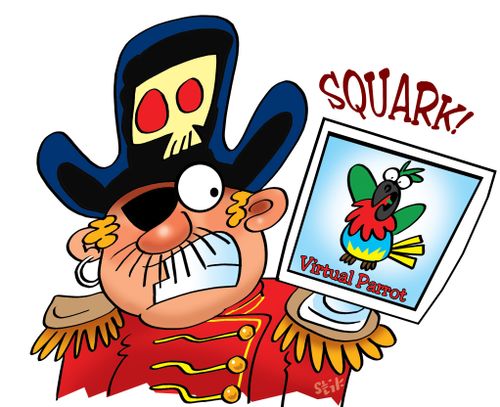 Pirate with VR parrot.