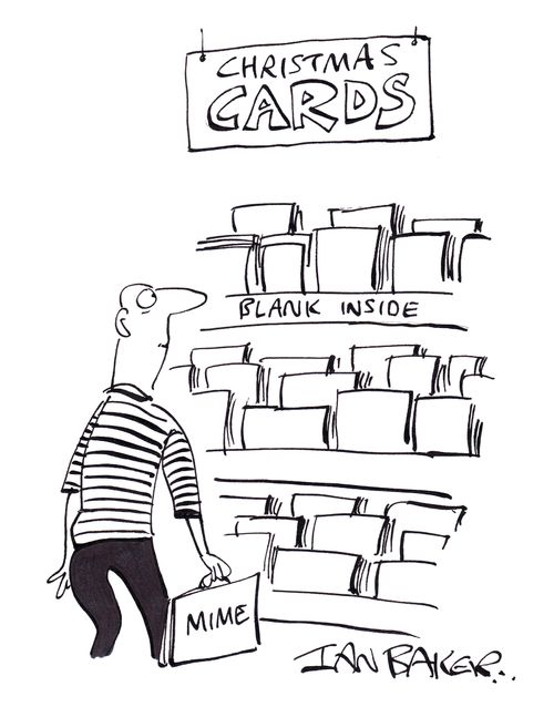 Mime Christmas Cards - Blank Inside.