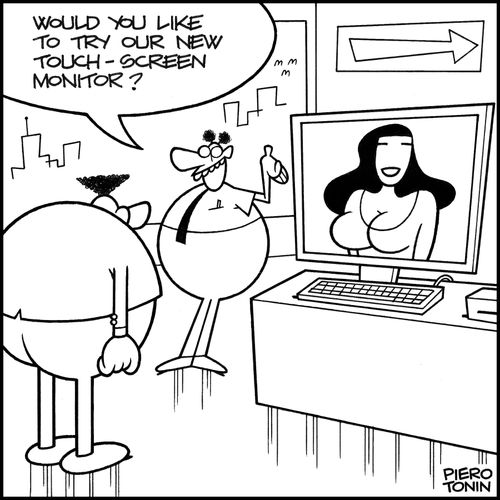 'Would you like to try our new touch-screen monitor?'