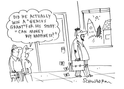 'Did he actually win a 'Genius Grant' for his study 'Can money buy happiness'?'