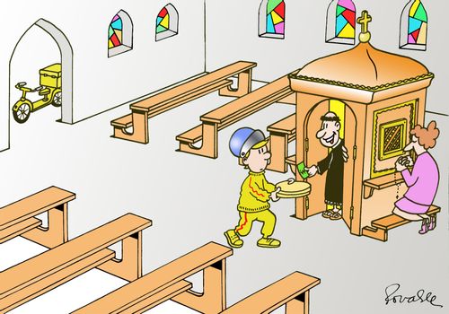 Pizza for the priest.