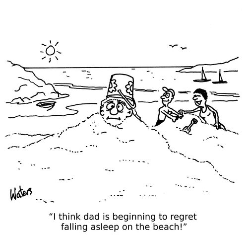 'I think dad is beginning to regret falling asleep on the beach!'