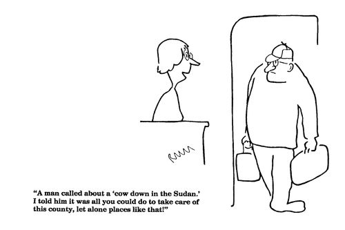 'A man called about a 'cow down in the Sudan...'