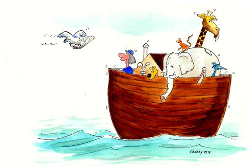Noah's arc - dove brings newspaper.