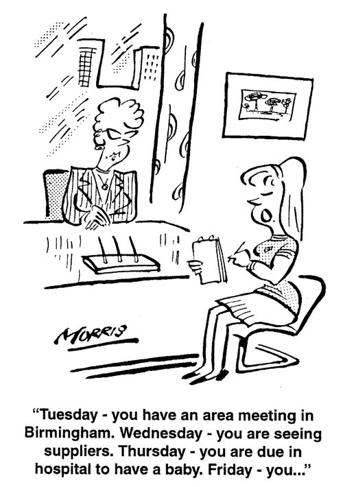 "...Thursday - you are due in hospital to have a baby. Friday - you..."