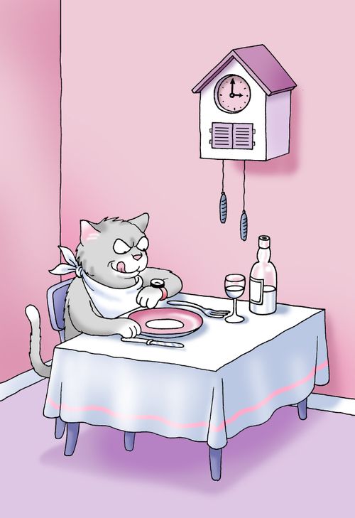 Cuckoo Clock - Cat waiting for it's dinner!