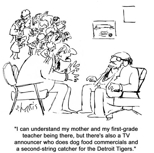 'I can understand my mother and my first-grade teacher being there, but there's also a TV announcer who does dog commercials and a second-string catcher for the Detroit Tigers.'