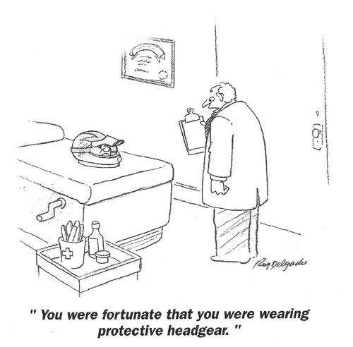 'You were fortunate that you were wearing protective headgear.'